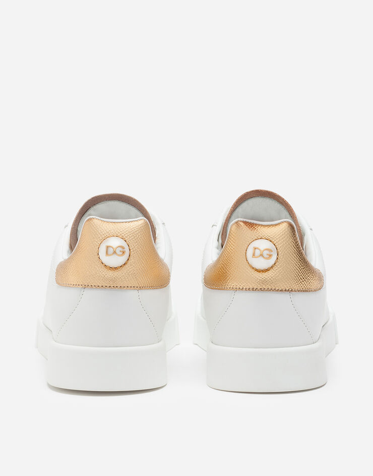 Dolce & Gabbana Calfskin nappa Portofino sneakers with lettering White/Gold CK0159AN298