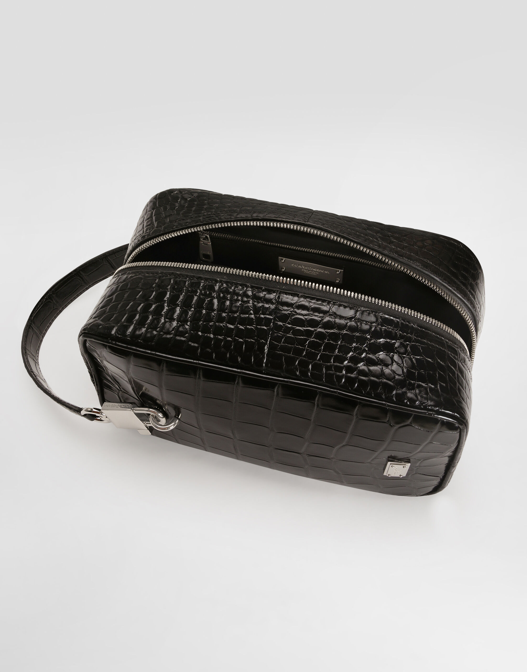 Lock polished alligator handbag