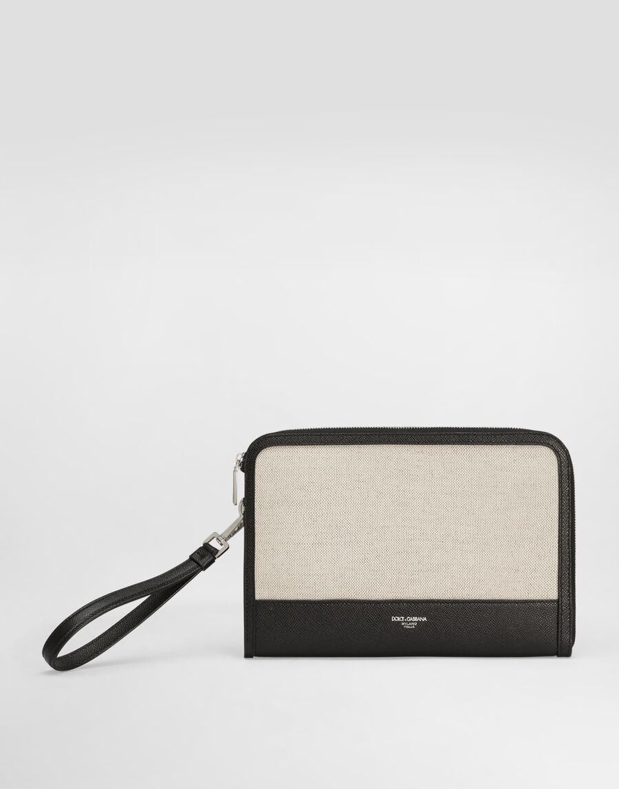 Salt&pepper calfskin atene clutch bag