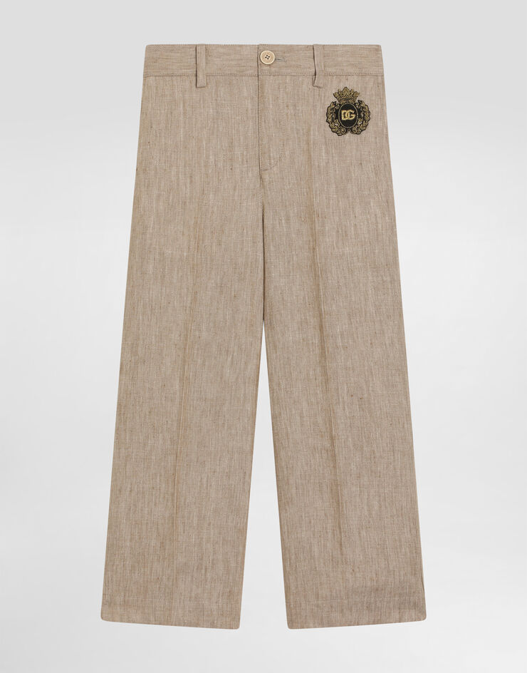 Dolce & Gabbana Twill pants with patch Beige L44P73FU4L0