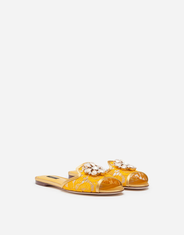 Dolce & Gabbana Lace rainbow slides with brooch detailing AMARILLO CQ0023AL198