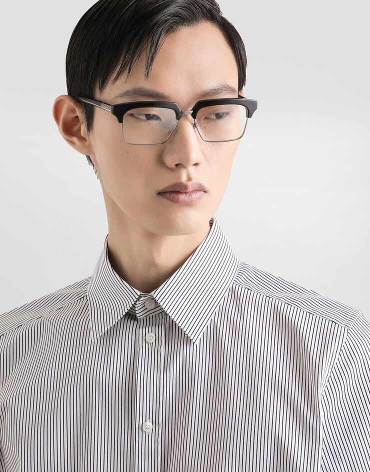 Dolce & Gabbana Camisa de popelina elástica a rayas Multicolor G5NN5TFRREC