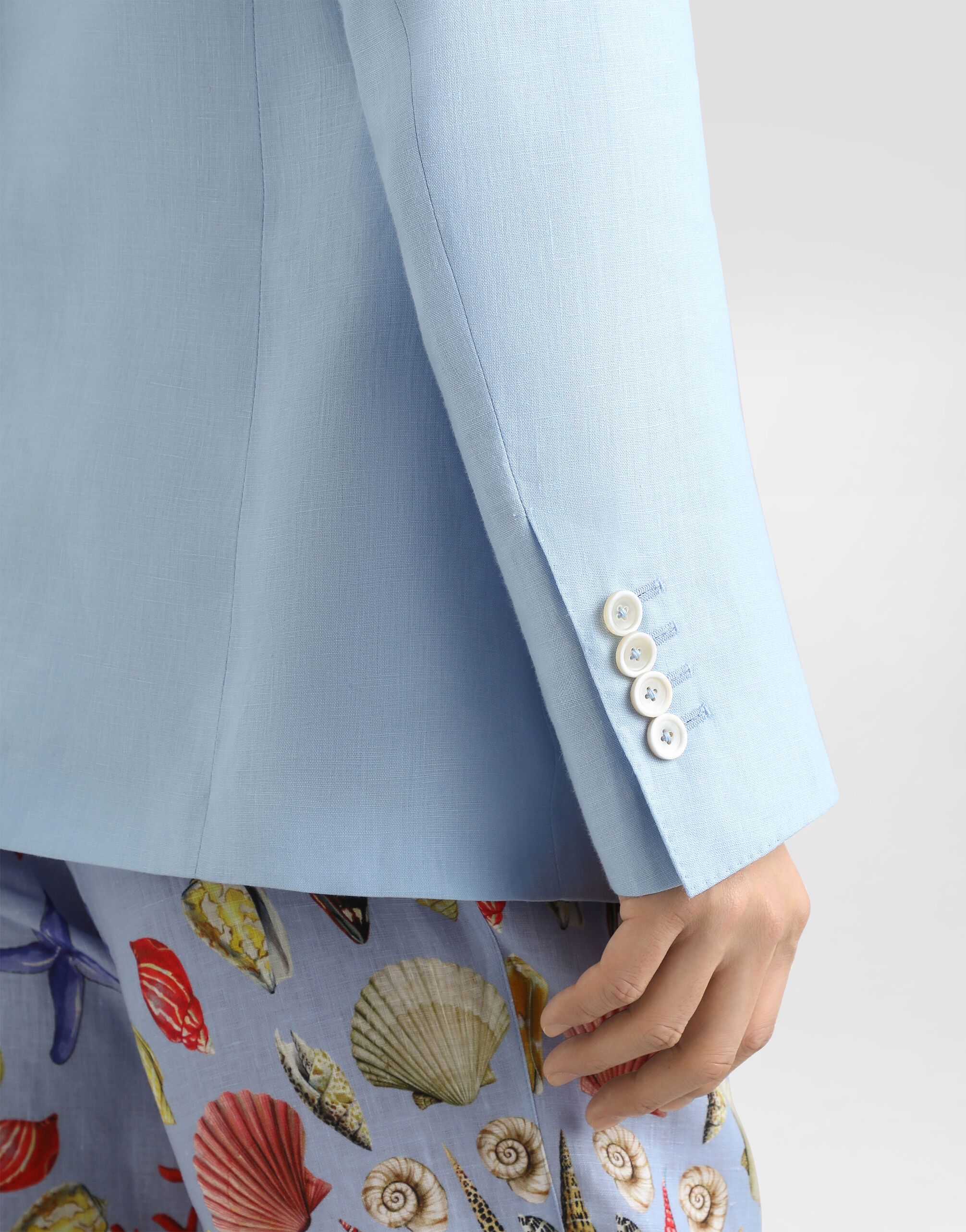 Sicilia single-breasted linen jacket in Azure for Men