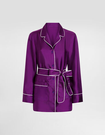 Dolce & Gabbana Silk twill vanity shirt Purple F5I89TFU10S