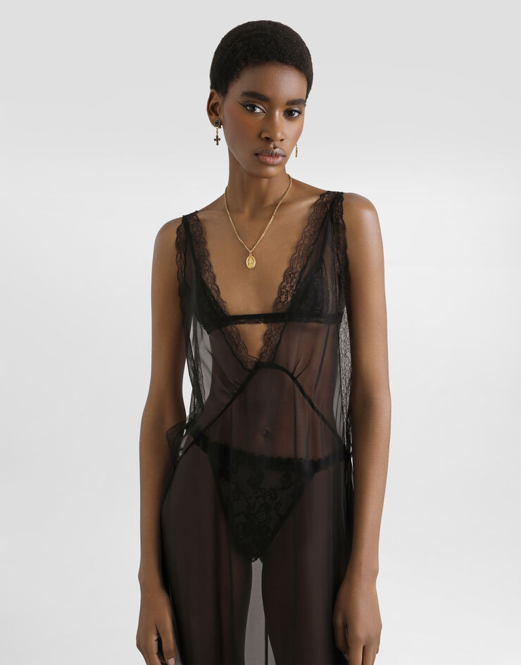 Dolce & Gabbana Long chiffon dress Black F615MTFU1AT