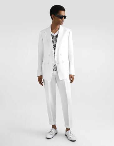 Dolce & Gabbana Portofino double-breasted linen jacket White G2NZ2TFU4JB