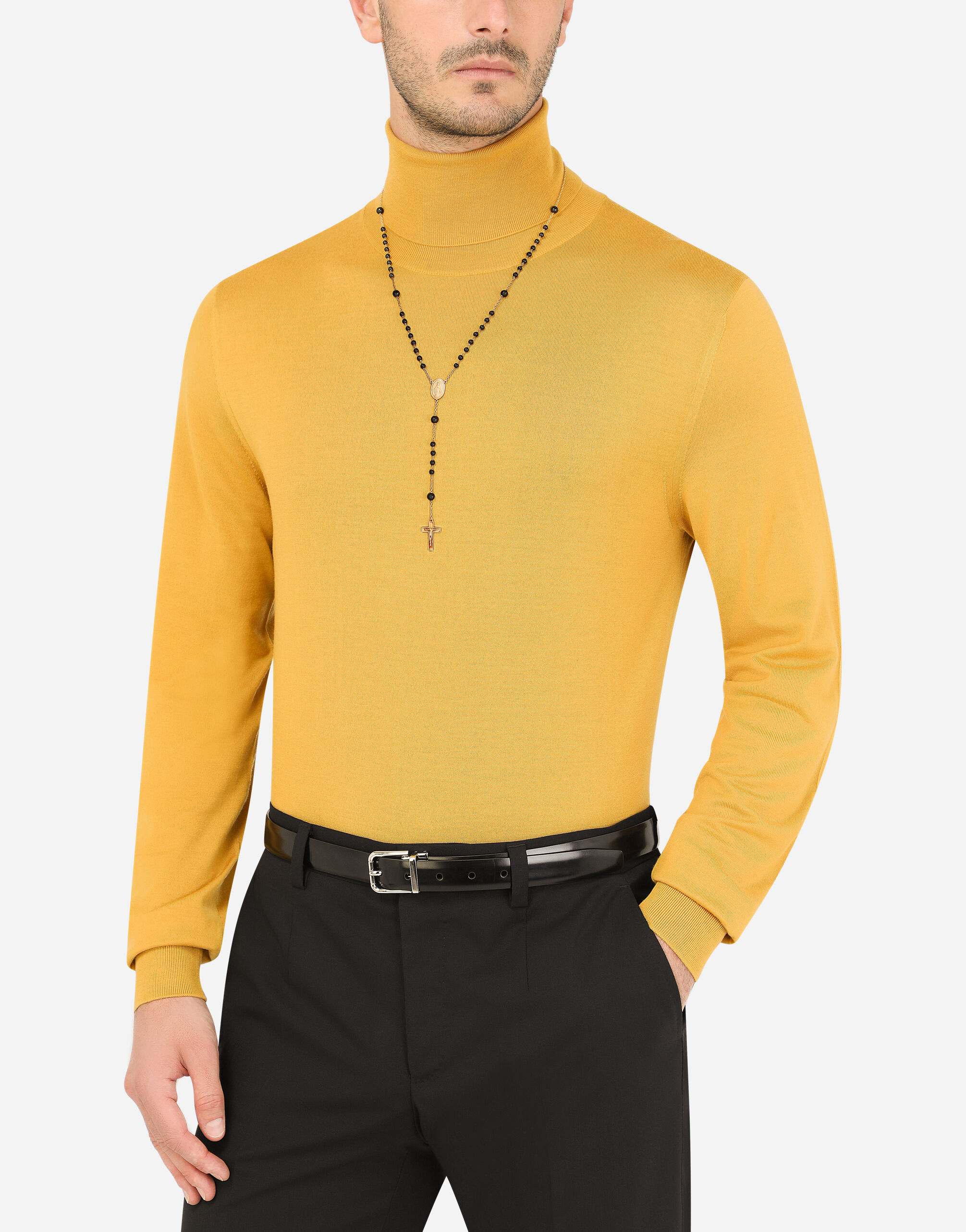 Rosary necklace in Gold Black for Men Dolce Gabbana US