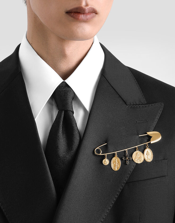 Dolce & Gabbana Safety brooch with cross and medals Gold WPR5S2W1111