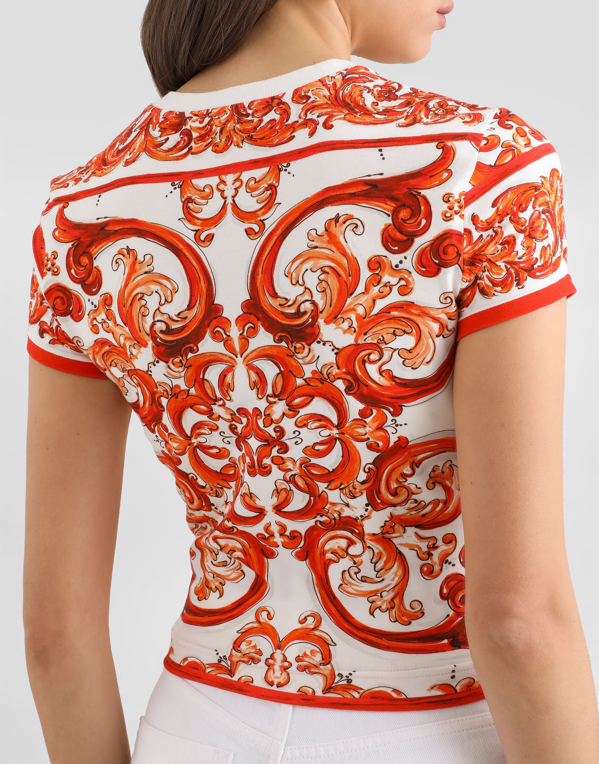 Majolica-print jersey t-shirt in Multicolor for Women