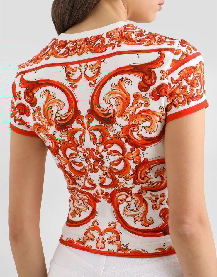 Dolce & Gabbana Majolica-print jersey t-shirt Multicolor F8V81TGDDT7