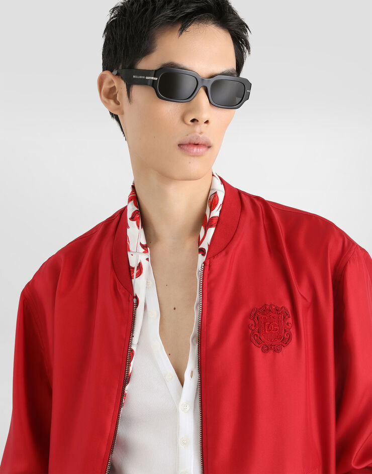 Dolce & Gabbana シルク ツイル ボンバー ジャケット レッド G9BLMZFU1XB