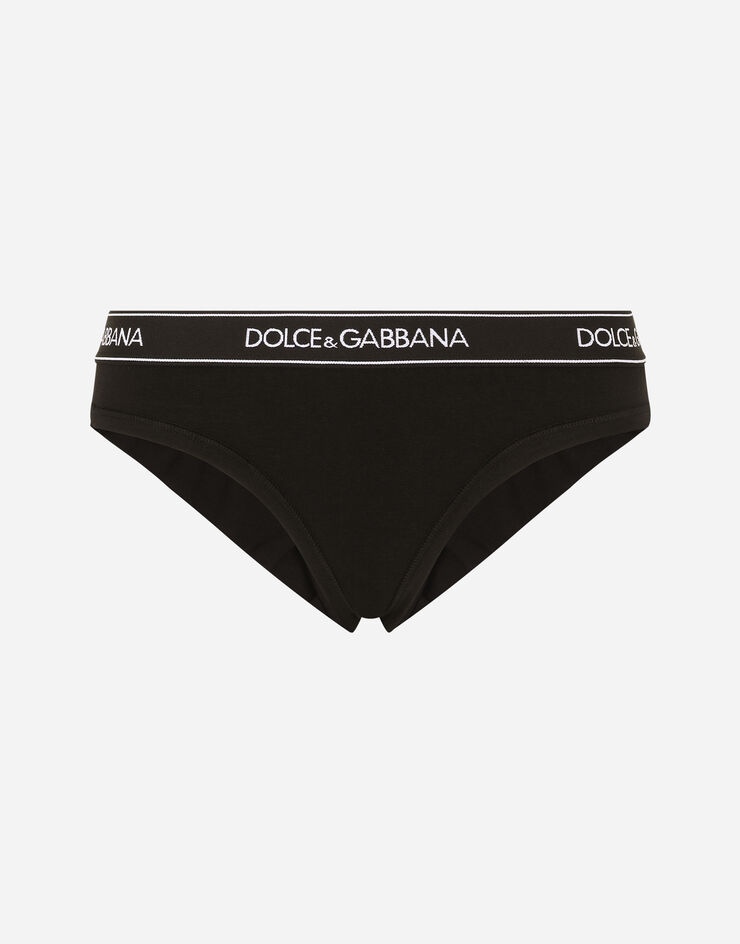 Dolce & Gabbana Jersey Brazilian briefs with branded elastic Schwarz O2C09TFUEEY