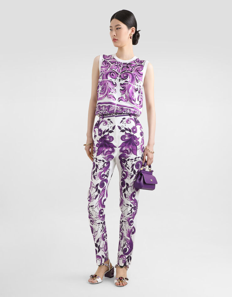 Dolce & Gabbana Majolica -print silk tank top Multicolor FXT06TJBSJF