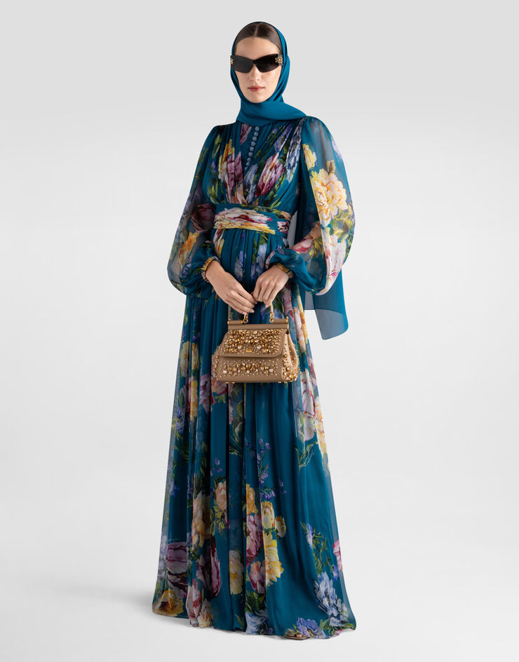 Dolce & Gabbana Peony-print chiffon dress Multicolor I6AF5ZIS11Q