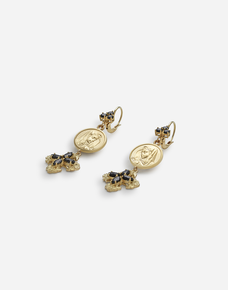 Dolce & Gabbana Boucles d’oreilles pendantes avec saphirs Doré/Noir WEDS4GWSLE1