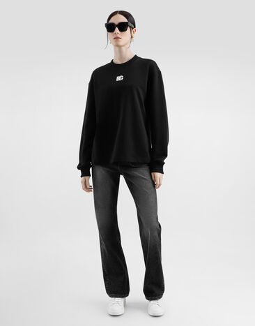 Dolce & Gabbana Sweat-shirt en jersey avec DG brodé  Black F9S50ZGDCYC
