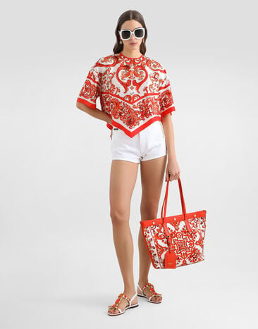 Dolce & Gabbana Top en soie à imprimé majolique Multicolor F7BQ8TGDDRE