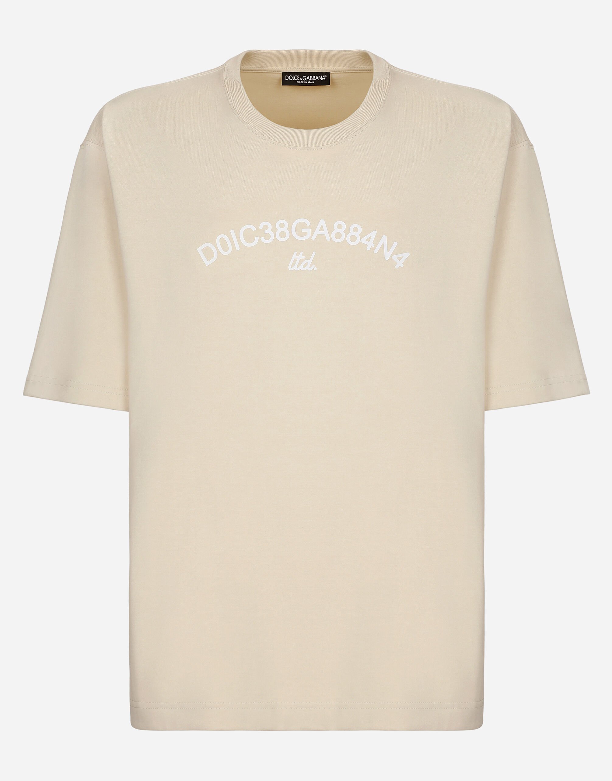 Dolce & Gabbana Cotton T-shirt with Dolce&Gabbana logo Beige G8RN8ZG7M8X
