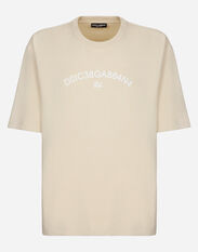 Dolce & Gabbana Cotton T-shirt with Dolce&Gabbana logo Beige G8RN8ZG7M8X