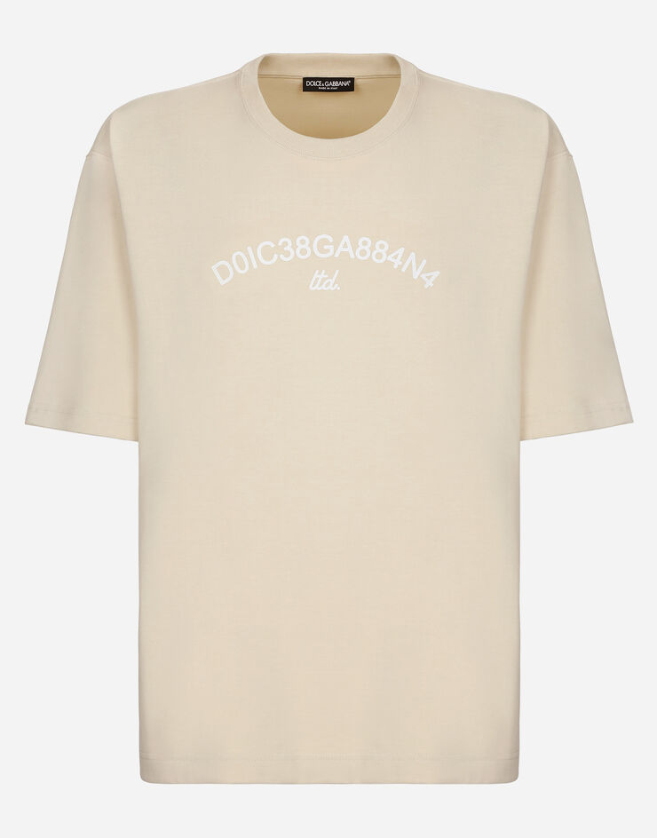 Dolce & Gabbana T-shirt in cotone con logo Dolce&Gabbana Beige G8PN9TG7M3K