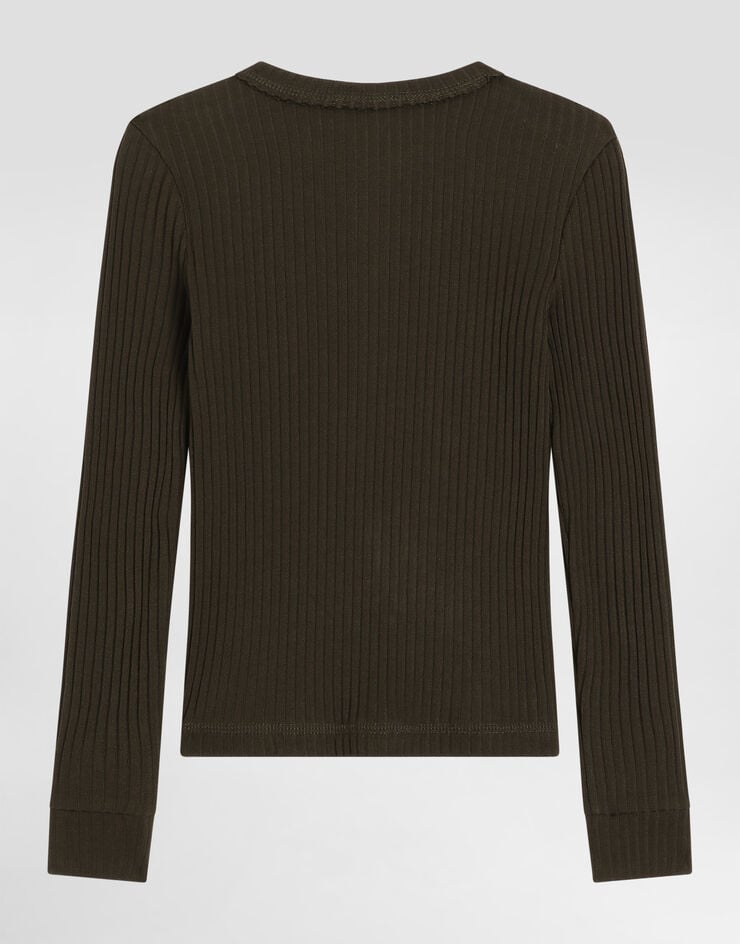 Dolce & Gabbana Ribbed jersey serafino shirt Grey L4JTJYHU7WR