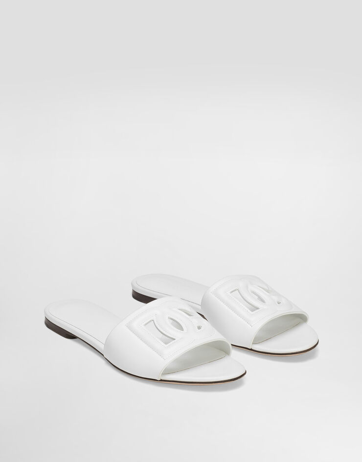 Dolce & Gabbana Chancla de piel de becerro y logotipo DG Blanco CQ0436AY329