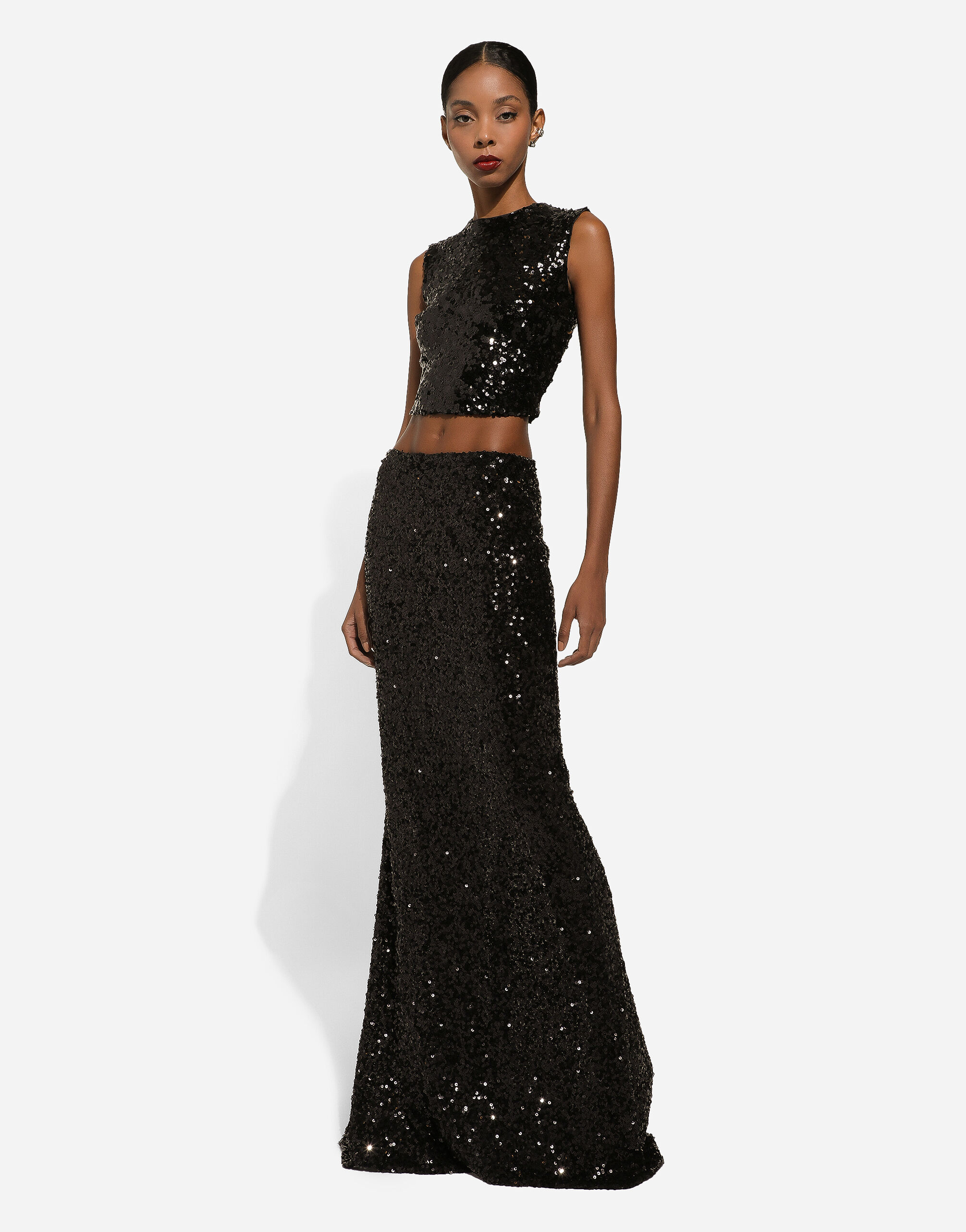 Black sequin mermaid skirt top