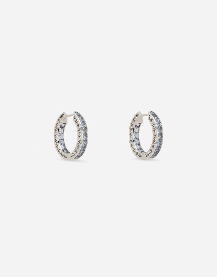 Dolce & Gabbana Pendientes Anna en oro blanco de 18 kt con zafiros azules Blanco WEQA5GWSALB