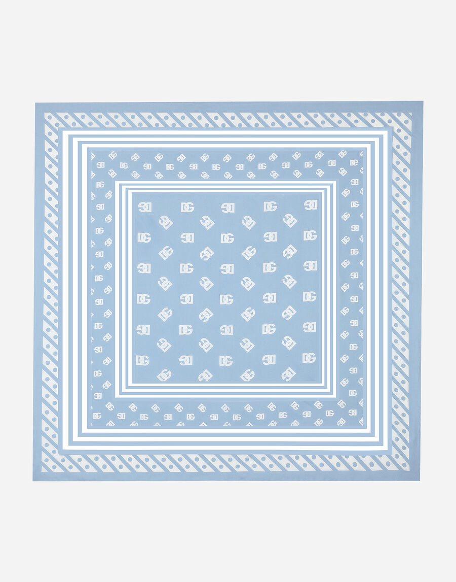 Silk twill foulard with all-over DG logo print (70x70)