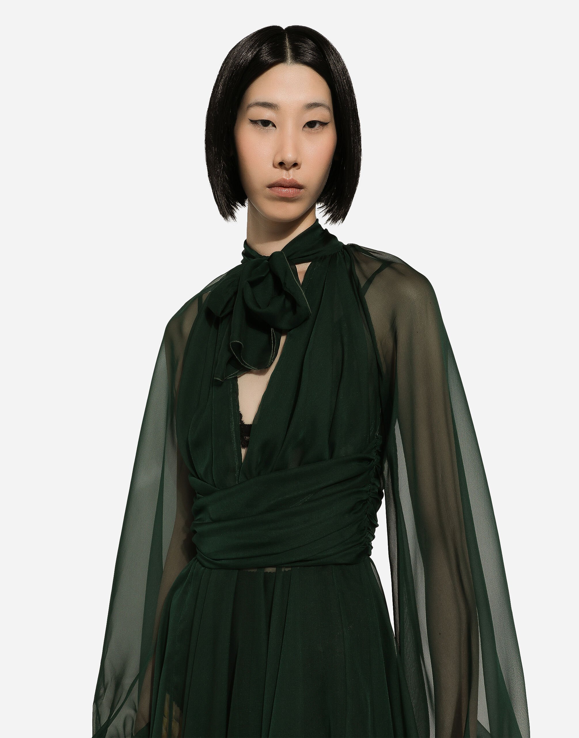 Short chiffon dress in Green for Women Dolce Gabbana