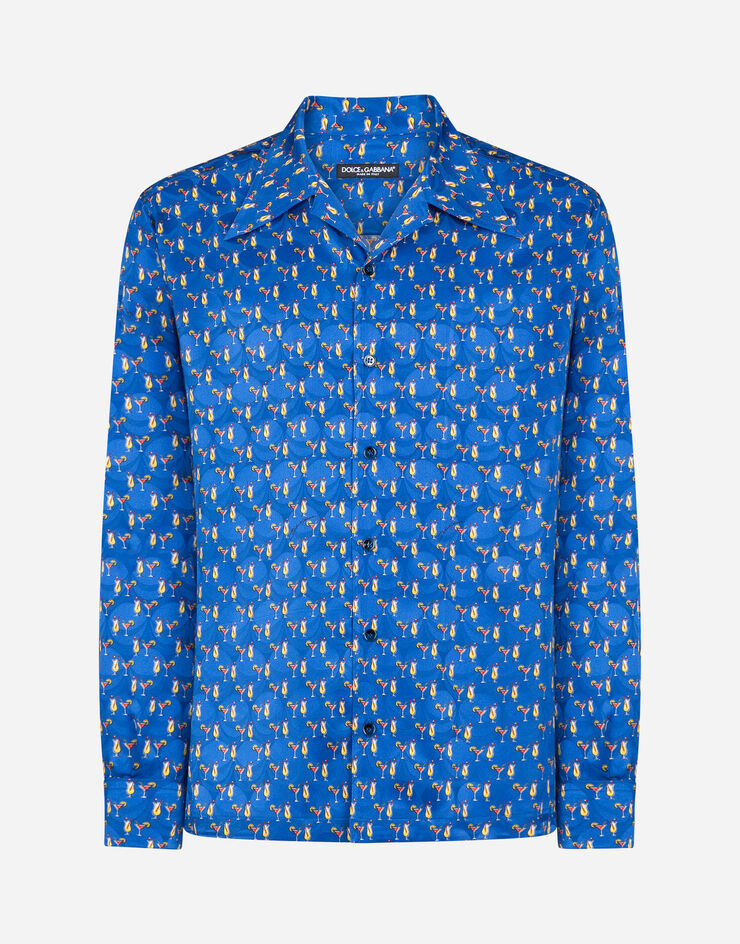 Dolce & Gabbana Cocktail print silk shirt BLUE G5GX9THS19C