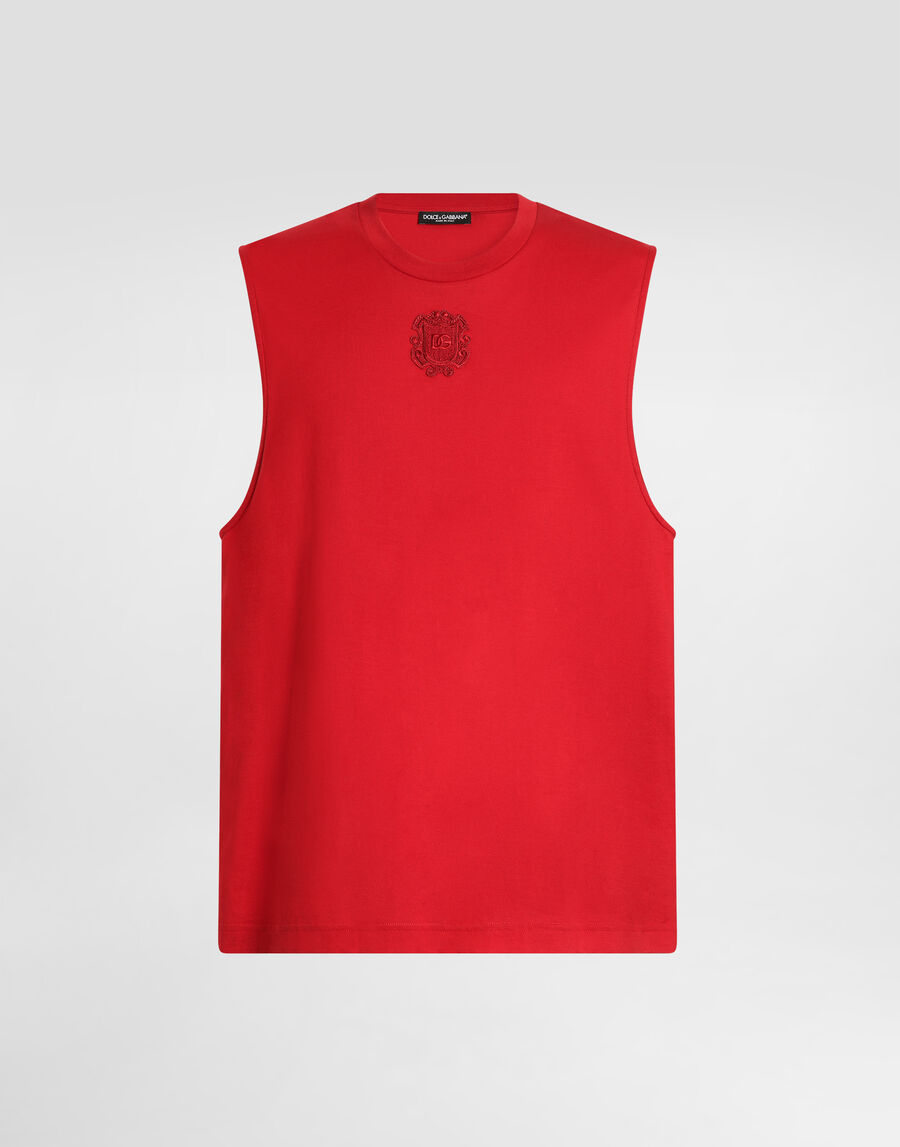 Cotton tank top with patch