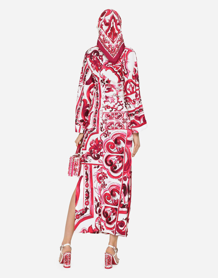Dolce&Gabbana Long Majolica-print organzine dress Multicolor F6CQBTFS8C0
