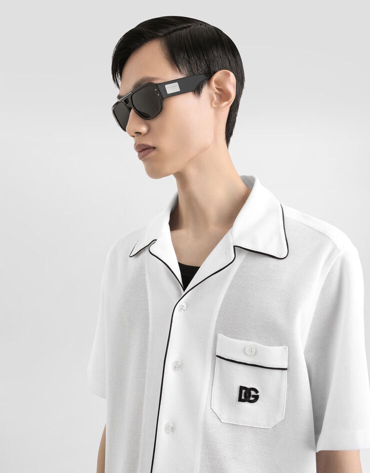 Dolce & Gabbana Camicia hawaii in piquet Bianco G5KS3ZHU7UT