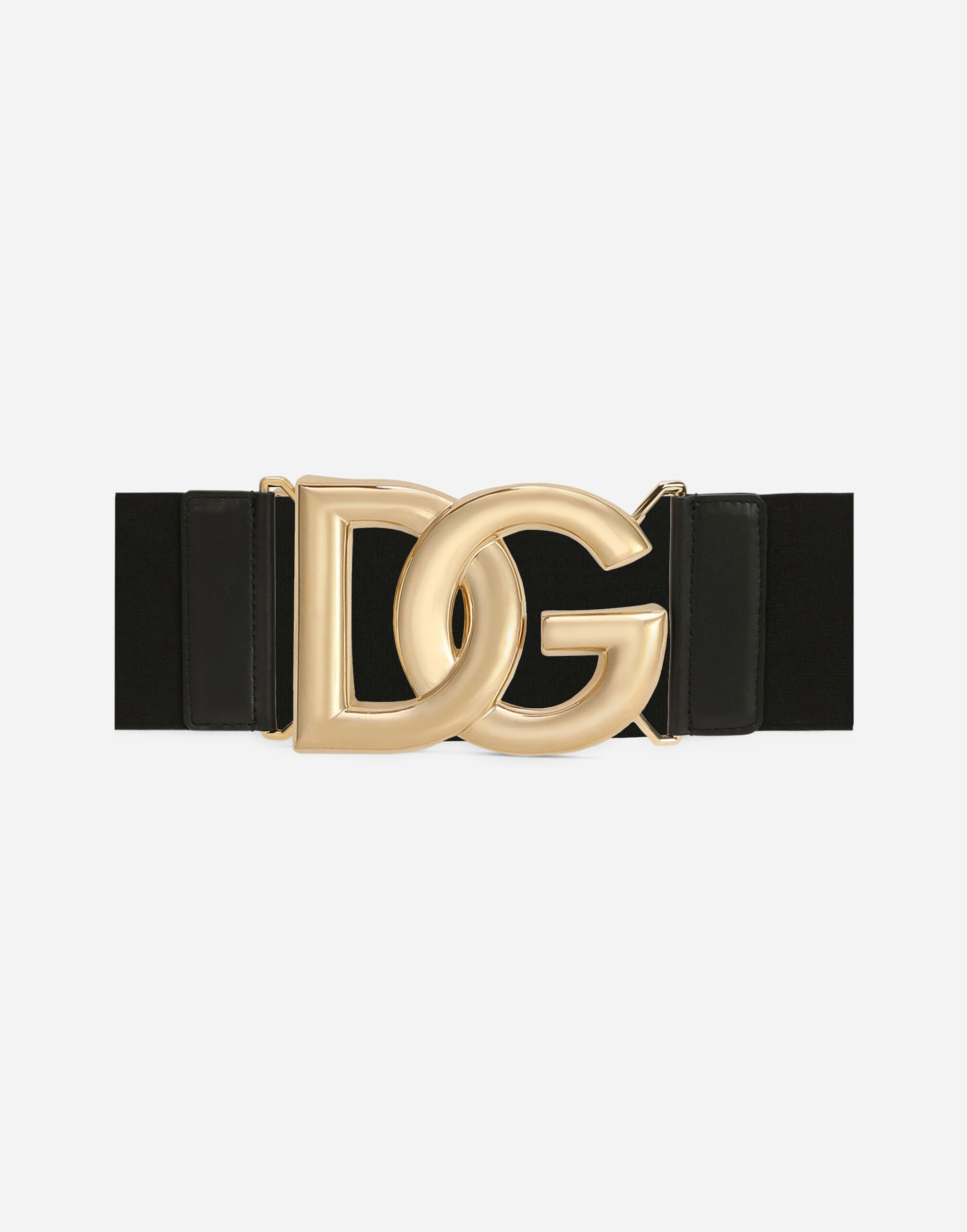 Dolce & Gabbana Stretch band belt with crossover DG logo buckle Black BE1446AW576