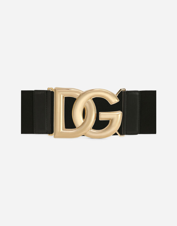 Dolce & Gabbana Stretch band belt with crossover DG logo buckle Black BE1458AQ271