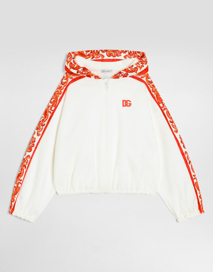 Dolce & Gabbana Majolica-print hoodie White L5JWDCG7P4K