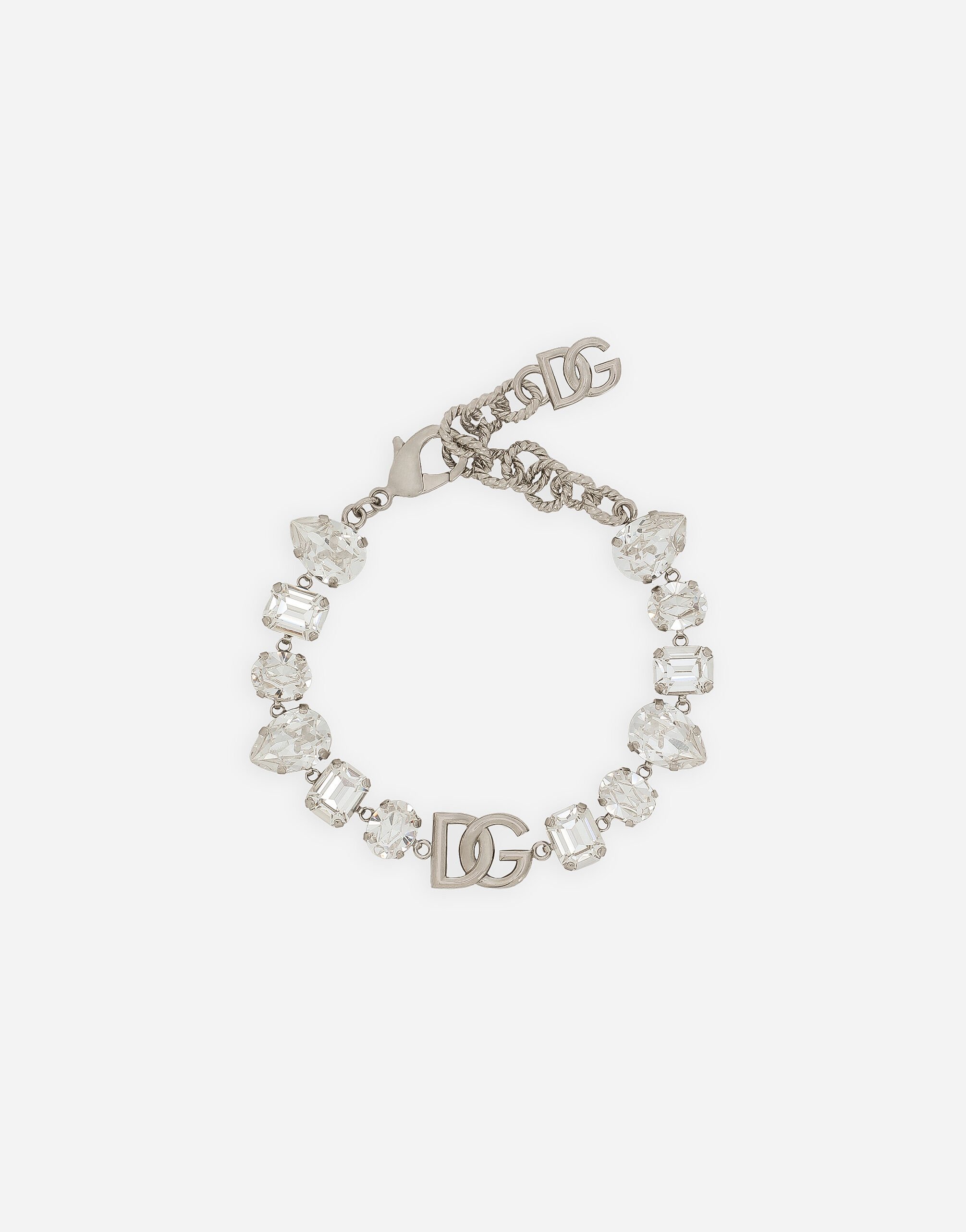Dolce & Gabbana Bracelet with DG logo and rhinestones Silver WBQ4S2W1111