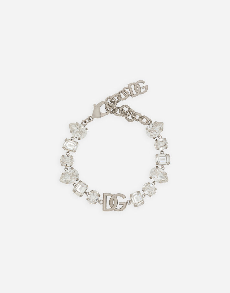 Dolce & Gabbana Bracelet with DG logo and rhinestones Silver WBQ2X3W1111