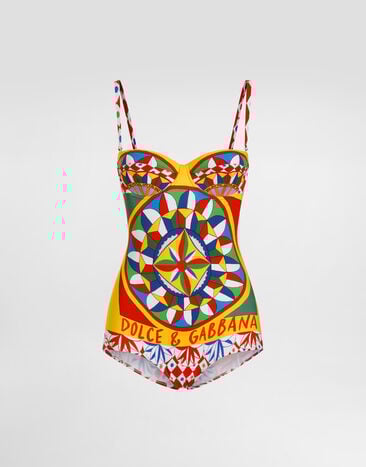 Dolce & Gabbana Maillot de bain une pièce balconnet imprimé carretto Rouge O9A13JONN72