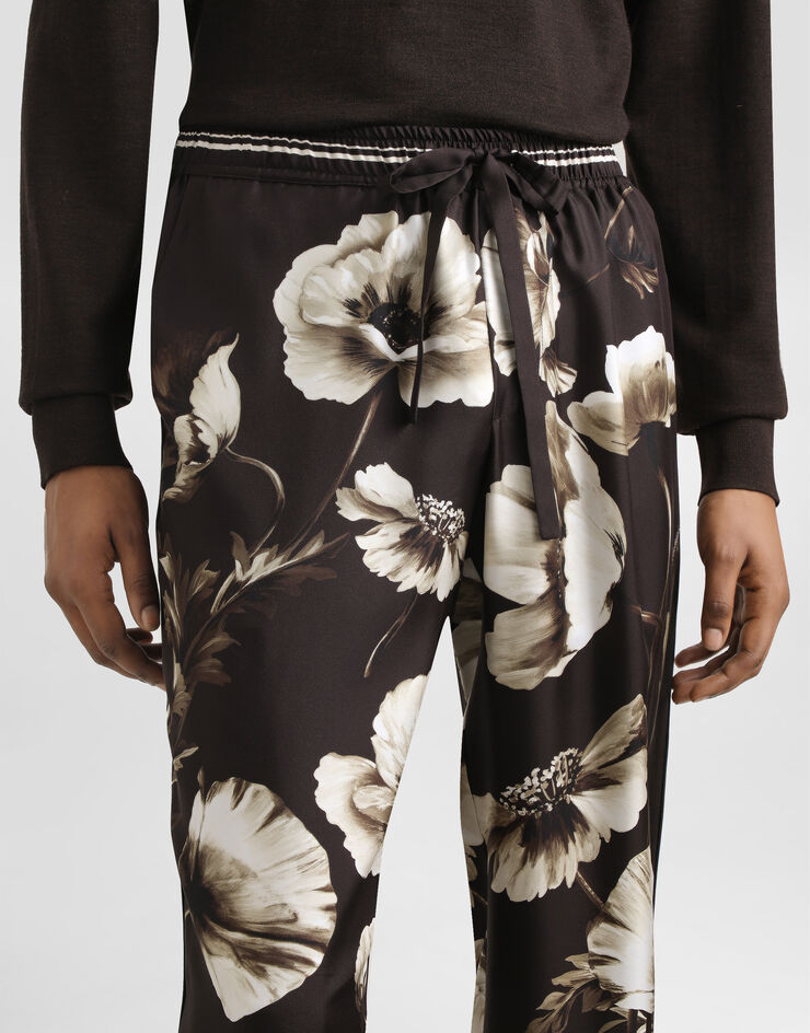 Dolce & Gabbana Poppy-print silk twill trousers Print GVRMATHI1Z2