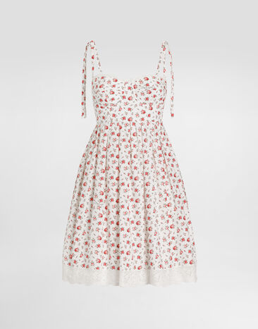 Dolce & Gabbana Small rose-print short poplin dress Multicolor F60F9THS5UB