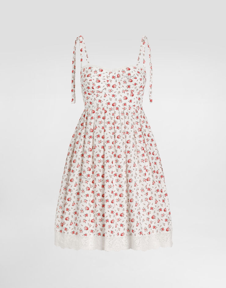 Dolce & Gabbana Small rose-print short poplin dress Multicolor F60F9THS5UB