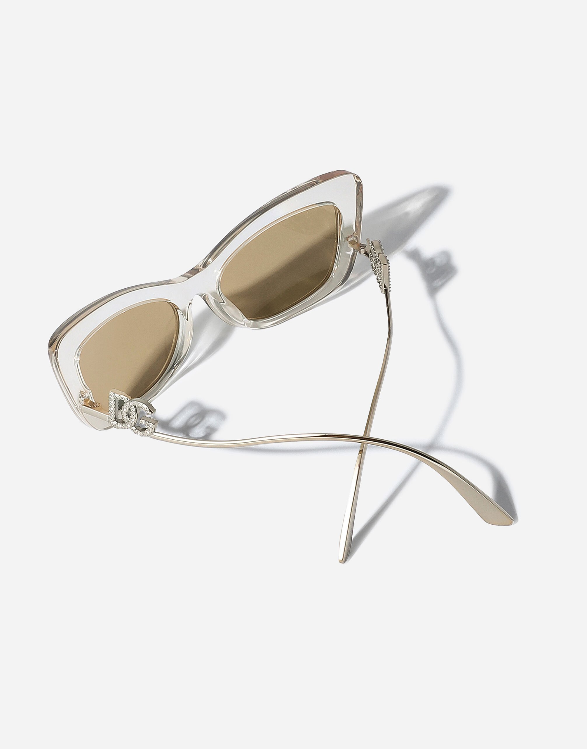Lunettes de soleil DG Crystal en Camel transparent pour femme Dolce Gabbana