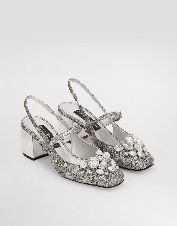 Dolce & Gabbana Brocade slingback with embroidery and stones Dolce & Gabbana Brocade slingback with embroidery and stones Multicolor CG0976AS203