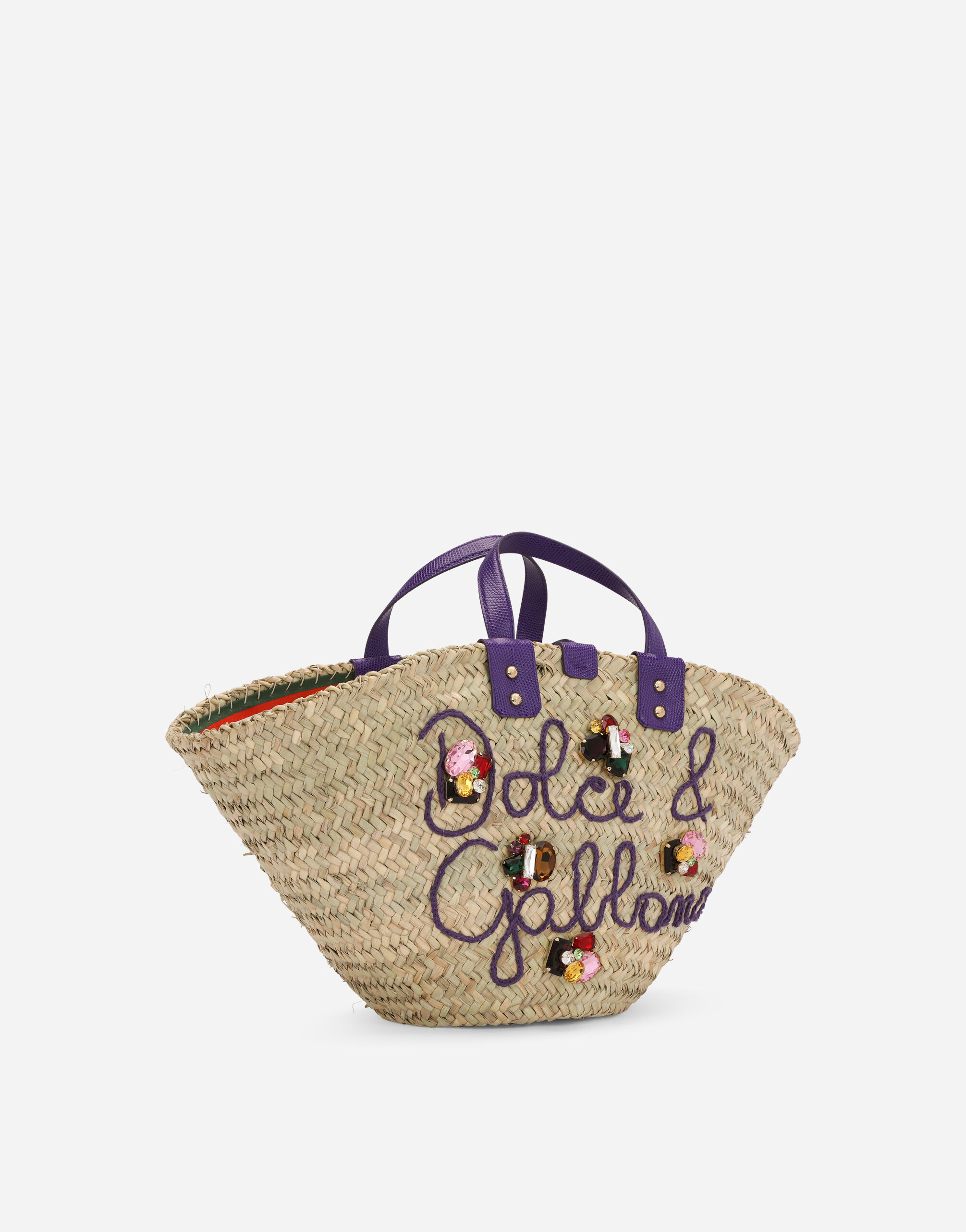 Straw Kendra bag with embroidery in Multicolor for Women Dolce Gabbana US