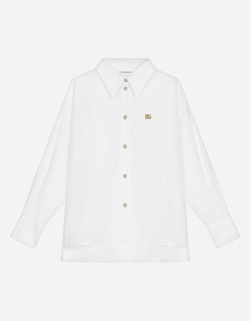 Dolce & Gabbana Langarmhemd aus Popeline mit DG-Logo Drucken L55S98FI5JT