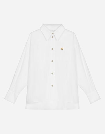 Dolce & Gabbana Langarmhemd aus Popeline mit DG-Logo Drucken L5JN79FSG79