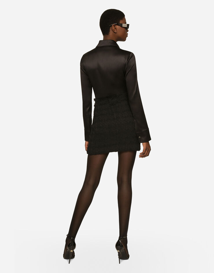 Dolce&Gabbana Long-sleeved silk shirt Black F5R11TFURAG