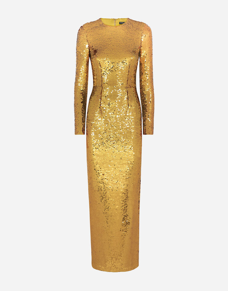 Long sequined mermaid dress in Gold for | Dolce&Gabbana® US